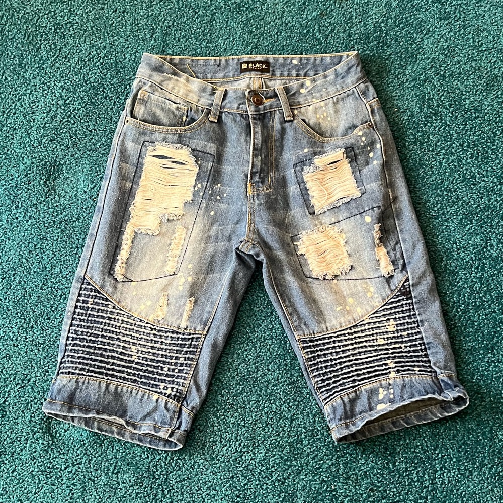 BLACK PREMIUM MENS BLUE JEANS SHORTS SZ 28
